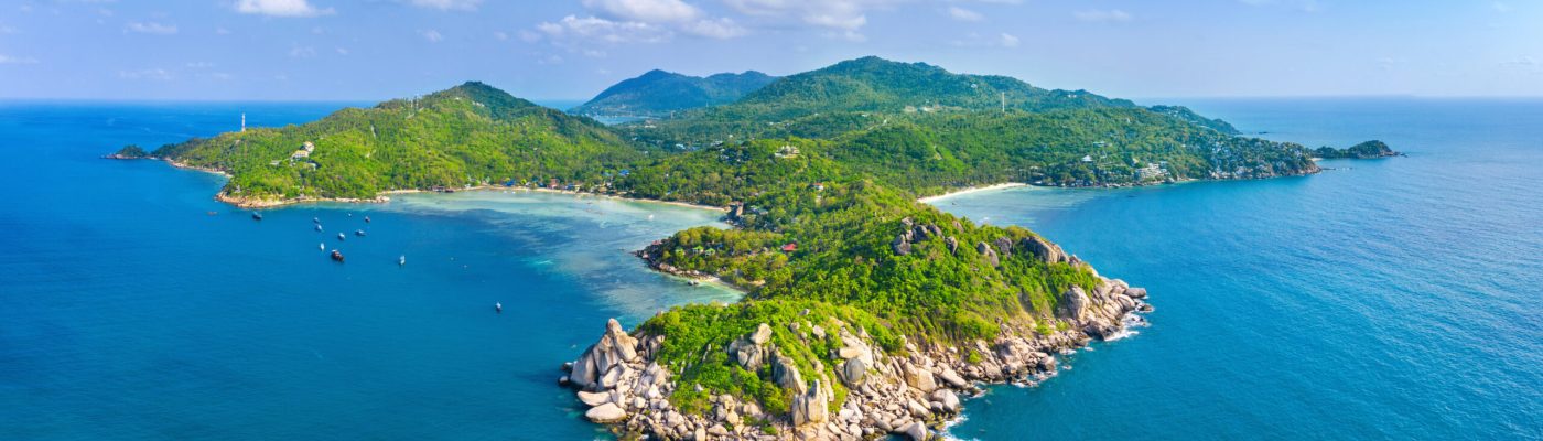 Aerial view of Beautiful Koh Tao island in Surat Thani, Thailand.